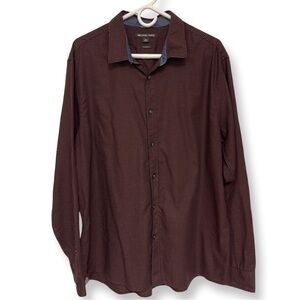 Michael Kors Tailored Fit Button Down Shirt Men’s XXL Burgundy